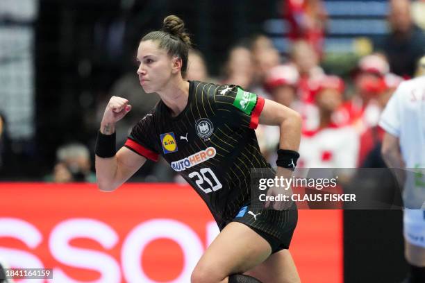 Germany's Emily Boelk runs during the main round match between Germany and Denmark of the IHF World Women's Handball Championship in Herning, Denmark...