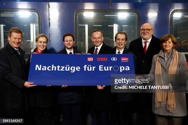 German CEO of Deutsche Bahn Richard Lutz, German Parliamentary State Secretary to the Federal Minister for Digital and Transport Daniela Kluckert,...