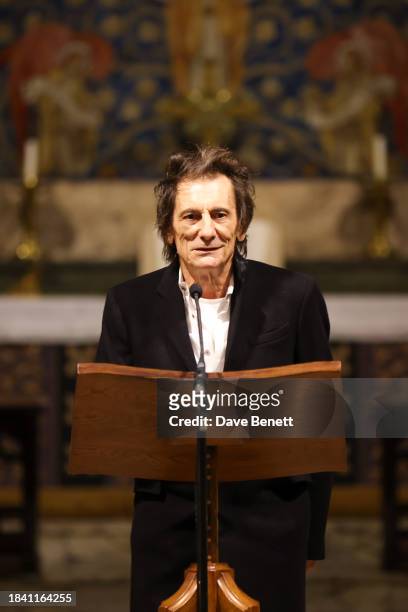 Ronnie Wood attends The Lady Garden Foundation Carol Concert at Christ Church Kensington on December 11, 2023 in London, England.