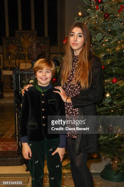 Vero Veroni and Violet Veroni attend The Lady Garden Foundation Carol Concert at Christ Church Kensington on December 11, 2023 in London, England.