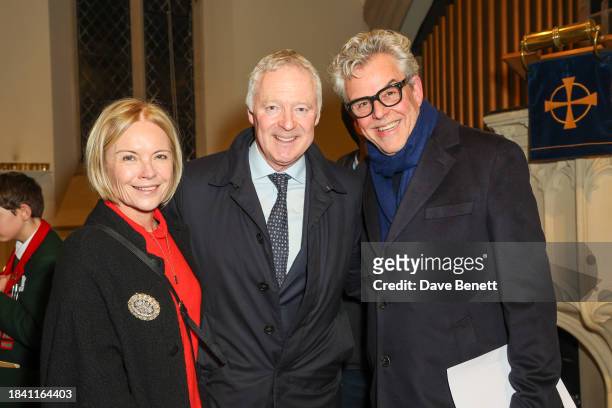 Mariella Frostrup, Rory Bremner and Danny Huston attend The Lady Garden Foundation Carol Concert at Christ Church Kensington on December 11, 2023 in...