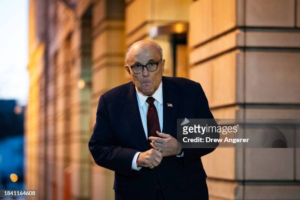 Rudy Giuliani, the former personal lawyer for former U.S. President Donald Trump, departs the E. Barrett Prettyman U.S. District Courthouse on...