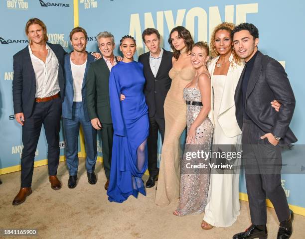 Joe Davidson, Glen Powell, Dermot Mulroney, Alexandra Shipp, Will Gluck, Charlee Fraser, Sydney Sweeney, Michelle Hurd and Darren Barnet at the...