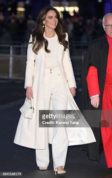 Catherine, Princess of Wales attends The "Together At Christmas" Carol Service at Westminster Abbey on December 08, 2023 in London, England.