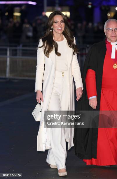 Catherine, Princess of Wales attends The "Together At Christmas" Carol Service at Westminster Abbey on December 08, 2023 in London, England.