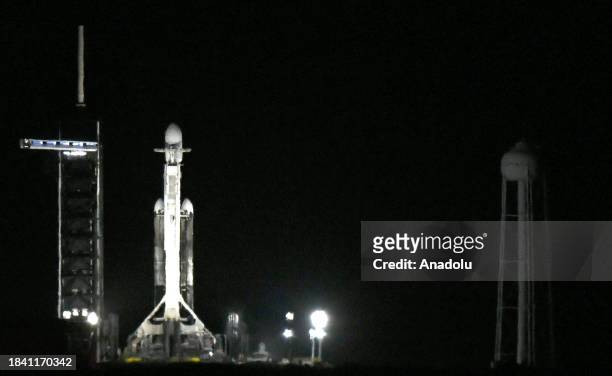 SpaceX Falcon Heavy rocket carrying the X37-B space plane sits at pad 39A at the Kennedy Space Center in Cape Canaveral, Florida, United States on...