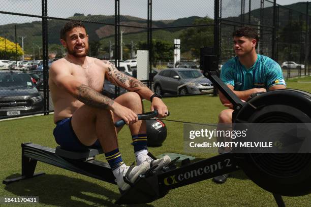 Hurricanes' scrum-half TJ Perenara takes part in a training session at the New Zealand Campus of Innovation and Sport in Upper Hutt on December 12,...
