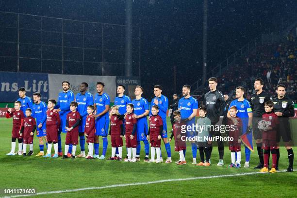 Players from FCSB are seen during the match between CFR Cluj and FCSB at Dr. Constantin Radulescu Stadium in Cluj-Napoca, Romania, on December 10,...