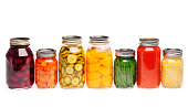 Canning Jars of Canned, Pickled Vegetable Food Preserved for Storage