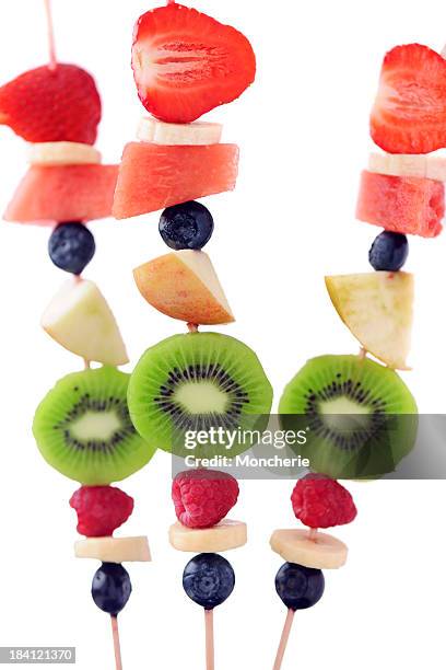 fruits on skewers - skewer stock pictures, royalty-free photos & images