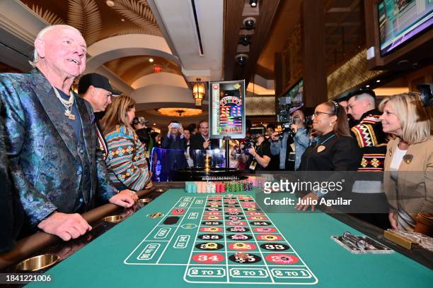 Ric Flair attends a New Era In Florida Gaming Event at Seminole Hard Rock Hotel & Casino Tampa on December 08, 2023 in Tampa, Florida.