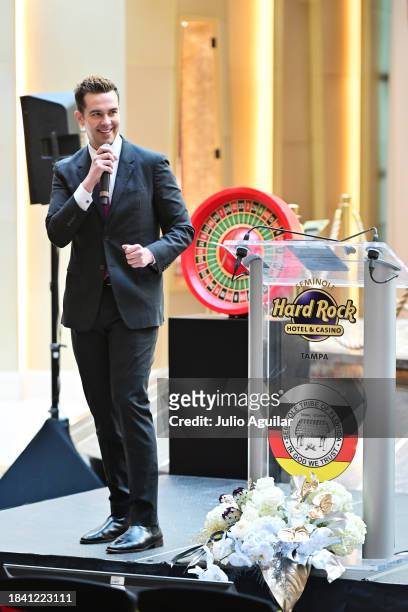 Michael Carbonaro attends a New Era In Florida Gaming Event at Seminole Hard Rock Hotel & Casino Tampa on December 08, 2023 in Tampa, Florida.