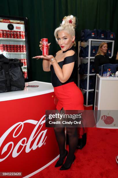 Joelle James visits the Coca-Cola gift suite during iHeartRadio z100's Jingle Ball 2023 Presented By Capital One at Madison Square Garden on December...