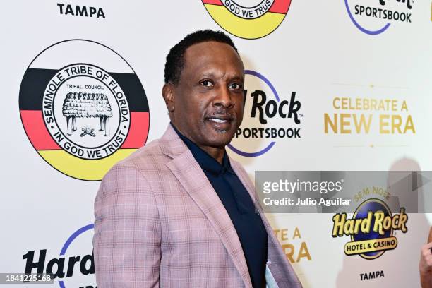 Tim Brown attends a New Era In Florida Gaming Event at Seminole Hard Rock Hotel & Casino Tampa on December 08, 2023 in Tampa, Florida.