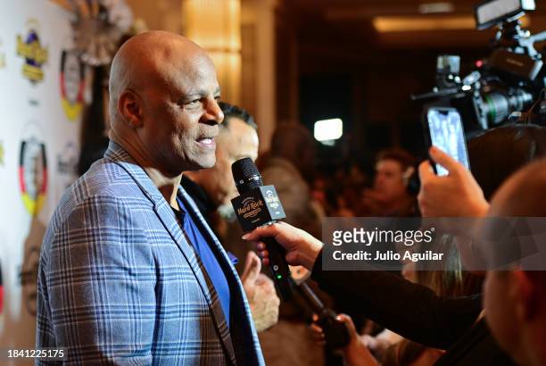 Warren Moon attends a New Era In Florida Gaming Event at Seminole Hard Rock Hotel & Casino Tampa on December 08, 2023 in Tampa, Florida.