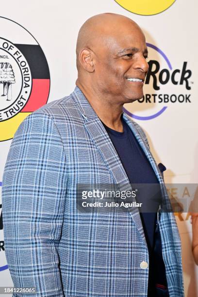 Warren Moon attends a New Era In Florida Gaming Event at Seminole Hard Rock Hotel & Casino Tampa on December 08, 2023 in Tampa, Florida.