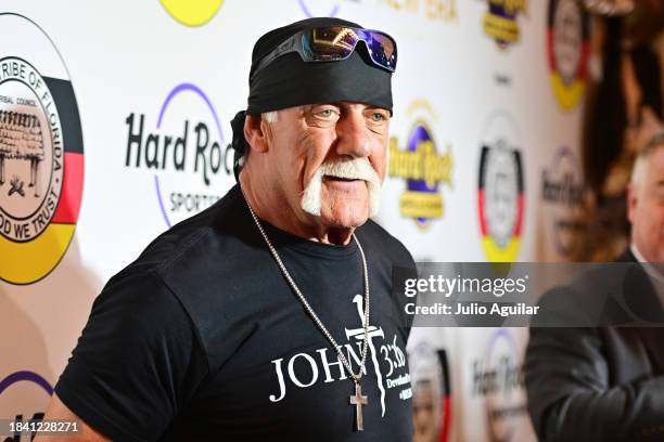 Hulk Hogan attends a New Era In Florida Gaming Event at Seminole Hard Rock Hotel & Casino Tampa on December 08, 2023 in Tampa, Florida.