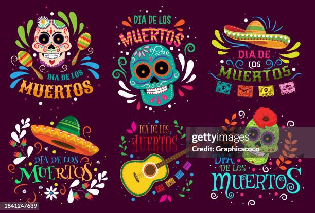 dia de los muertos, tag der toten in anlehnung an die traditionelle mexikanische tradition - allerheiligen stock-grafiken, -clipart, -cartoons und -symbole