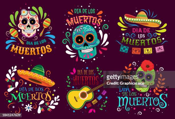 illustrations, cliparts, dessins animés et icônes de dia de los muertos, jour des morts se référant à la tradition traditionnelle mexicaine - dia