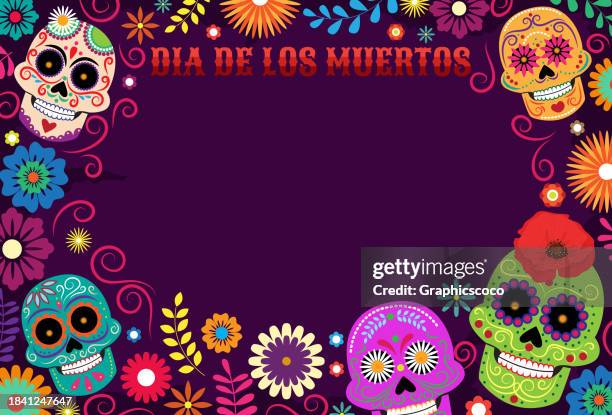 dia de los muertos, day of the dead referring to the traditional mexican tradition - mexican bunting stock illustrations