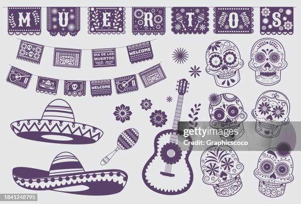 dia de los muertos, day of the dead referring to the traditional mexican tradition - mexican hat flowers stock illustrations