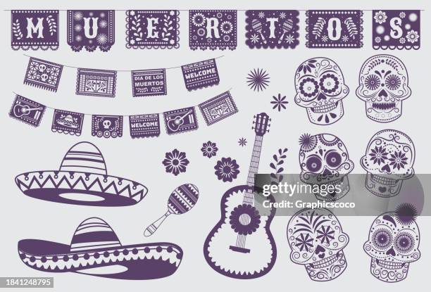 dia de los muertos, day of the dead referring to the traditional mexican tradition - mexican bunting stock illustrations