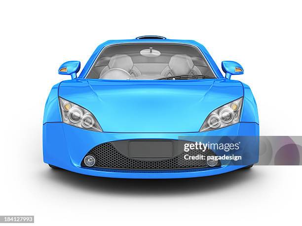 blue supercar - sports car on white stock pictures, royalty-free photos & images