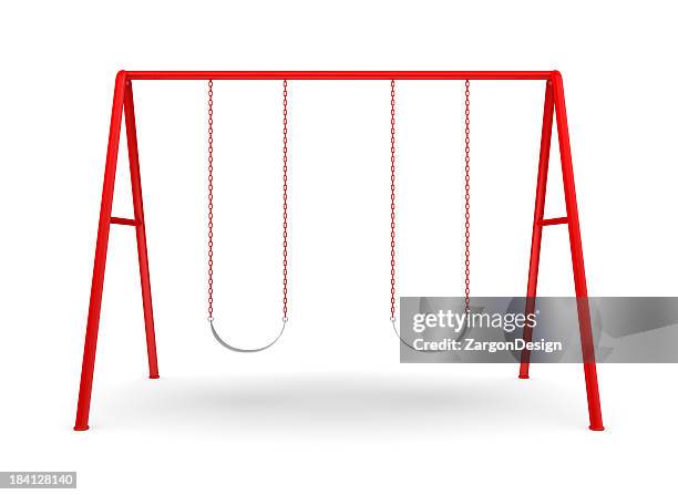 altalena impostato su bianco - playground swing isolated foto e immagini stock