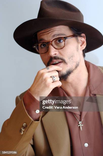 Johnny Depp during "The Libertine" Press Conference with Johnny Depp and John Malkovich at Four Season's Hotel in Beverly Hills, California, United...