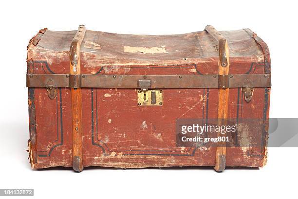 isolated old trunk xxxl - vintage luggage stock pictures, royalty-free photos & images