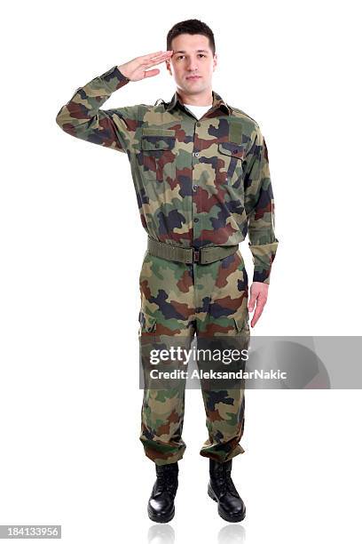salutieren soldaten - militäruniform stock-fotos und bilder