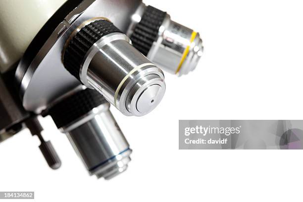 microscope lenses - microscope isolated stock pictures, royalty-free photos & images