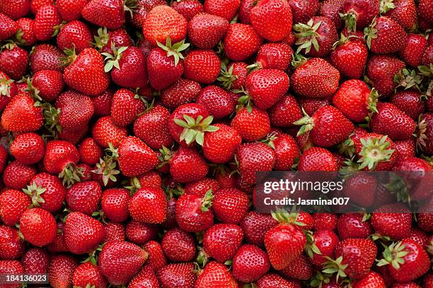 fresh organic strawberries - red berry stock pictures, royalty-free photos & images