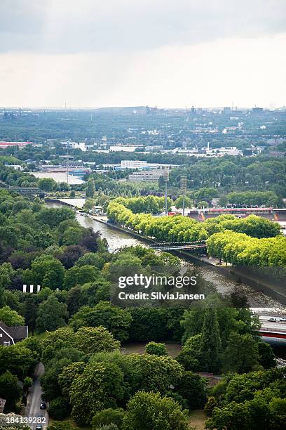 oberhausen panorama with rhein herne canal - oberhausen stock pictures, royalty-free photos & images