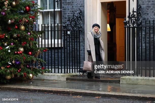 Britain's Minister without Portfolio Esther McVey reacts as she arrives to attend a cabinet meeting at 10 Downing Street in central London on...