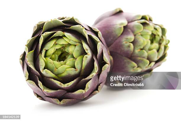 two artichokes - artichoke stock pictures, royalty-free photos & images