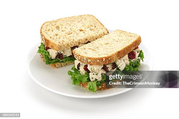 chicken salad sandwich - chicken on white stockfoto's en -beelden