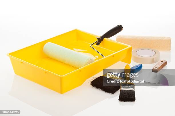 painter tools - paint tray stock pictures, royalty-free photos & images