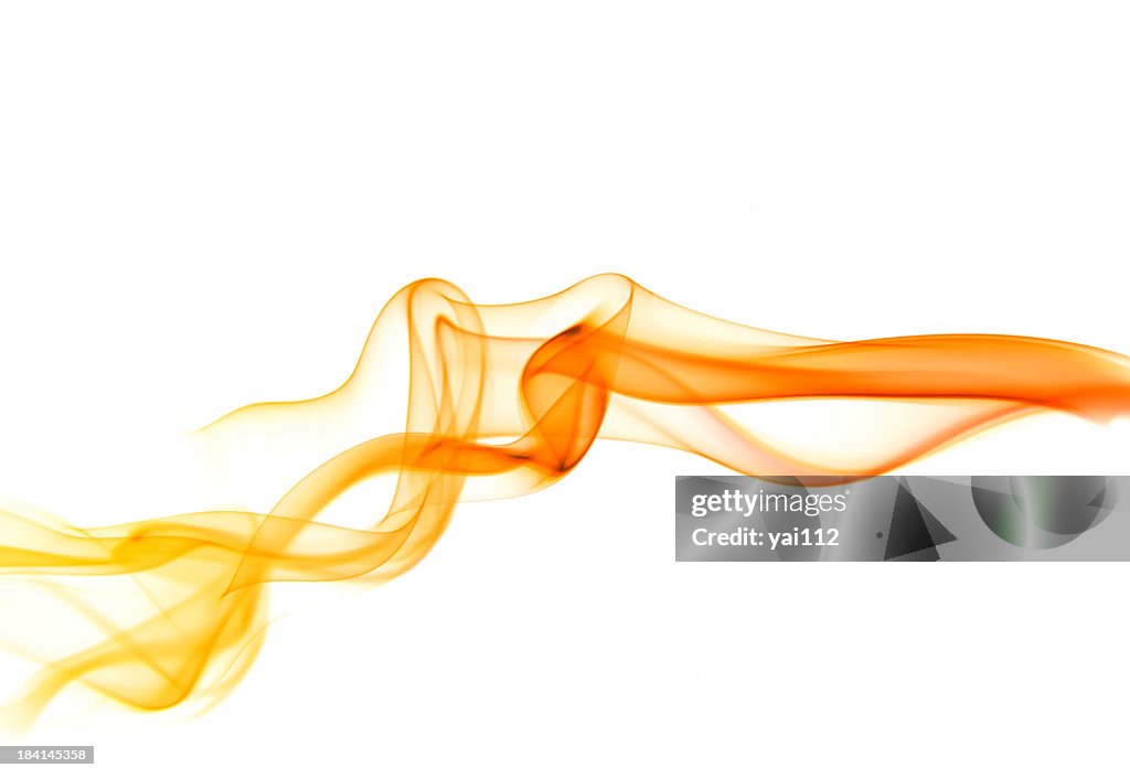 A white background with orange smoke