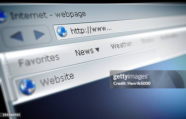 close up of a broswer address bar - webpagina stockfoto's en -beelden
