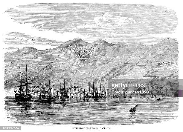 kingston harbour jamaica - jamaica stock-grafiken, -clipart, -cartoons und -symbole