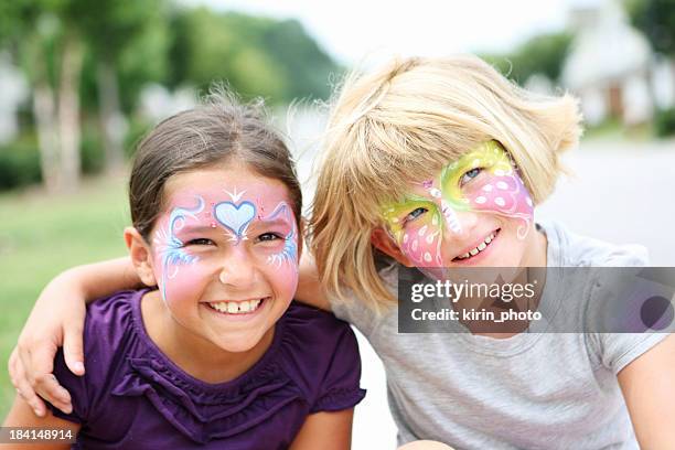 face paited kids - face paint stock pictures, royalty-free photos & images