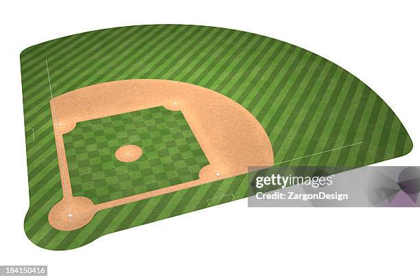 an illustration of a baseball field isolated on white - baseball field stock pictures, royalty-free photos & images