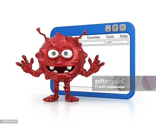 computer bug and internet browser - ugly cartoon characters stock pictures, royalty-free photos & images