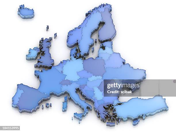 mapa de europa aislado - europa fotografías e imágenes de stock