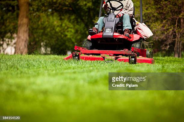 man mowing lawn - gräsklippning bildbanksfoton och bilder
