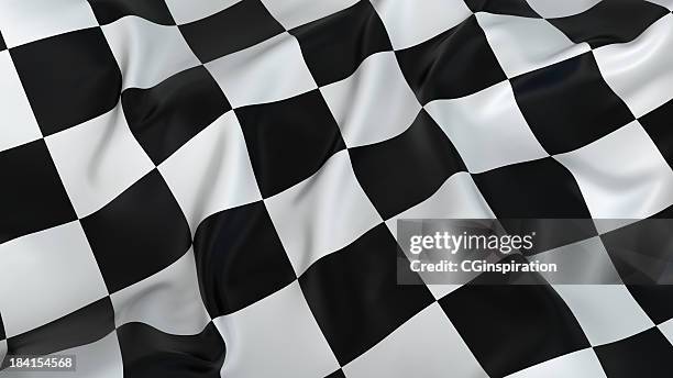 a rumpled black and white checkered flag - chequered flag stock pictures, royalty-free photos & images