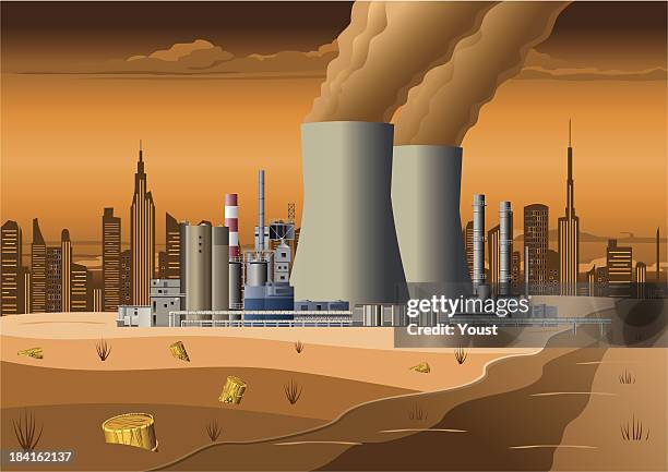 nuclear power station - chernobyl stock illustrations