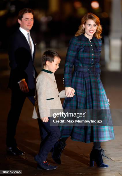 Edoardo Mapelli Mozzi, Christopher Woolf Mapelli Mozzi and Princess Beatrice attend The 'Together At Christmas' Carol Service at Westminster Abbey on...