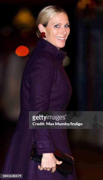 Zara Tindall attends The 'Together At Christmas' Carol Service at Westminster Abbey on December 8, 2023 in London, England. Spearheaded by The...